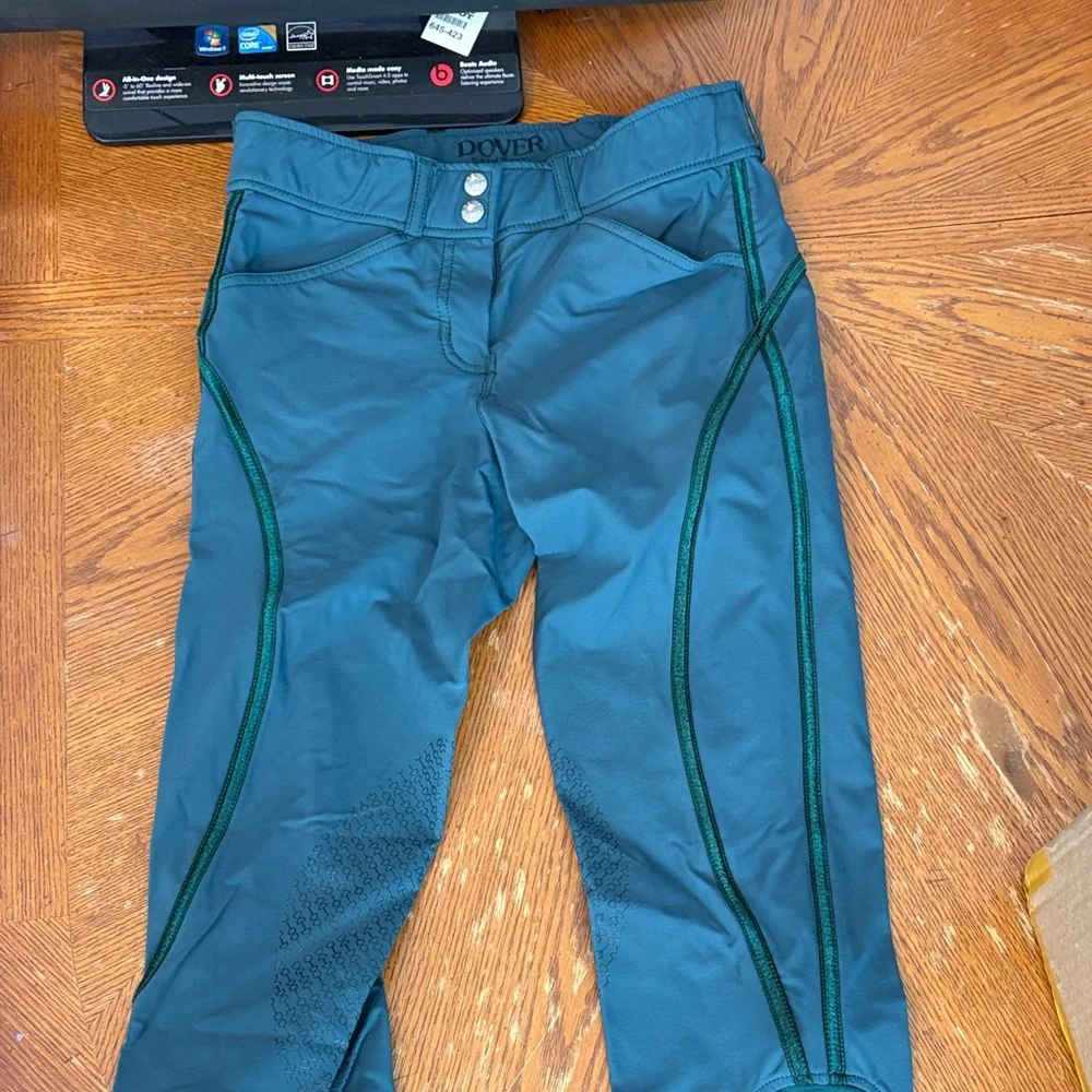 Dover Women's Green Riding Pants Knee Patch Breech size 24 - Picture 1 of 5